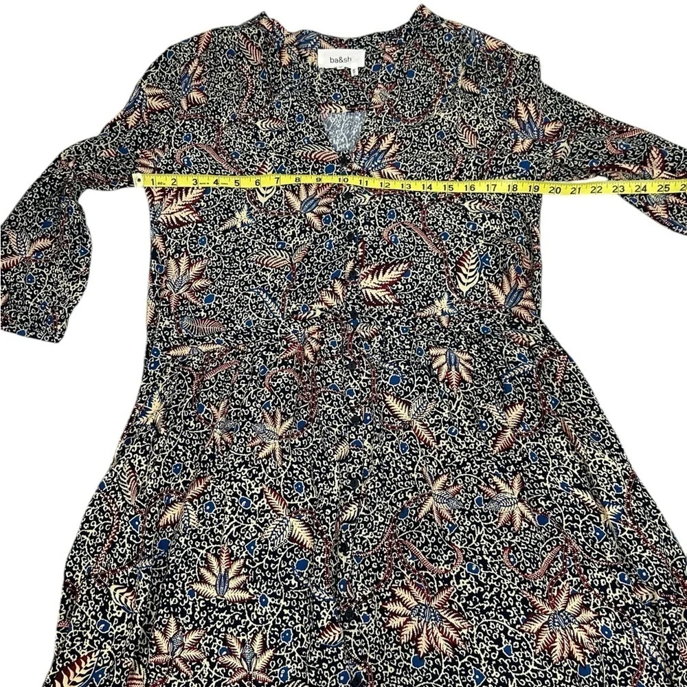 Ba&Sh Long Sleeve Multi Color Floral Mini Shirt Dress Size Medium